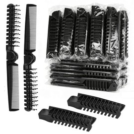 50 Pcs Foldable Combs in Bulk Individually Wrapped, Travel Pocket Hair Comb, Folding Hair Brush Double Headed, Brush Comb Styling Tool for Men Women Homeless Hotel (Black)