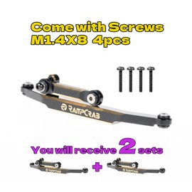 RampCrab RC Steering Links for SCX24 AX24, 2 Sets, Brass High-Tightening Rod Tie Link for 1/24 RC Crawler SCX24 AX24 Bronco Deadbolt JLU B-17 Gladiator C10, RC Crawler Car Upgrade Parts, Black coating