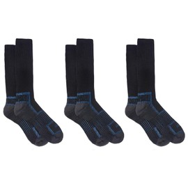 RIO 3 Pack Reinforced For Steel Cap Boots Crew Mens Thick Tough Work Socks Bulk (AU, Alpha, Large, Regular, Regular, Blue)