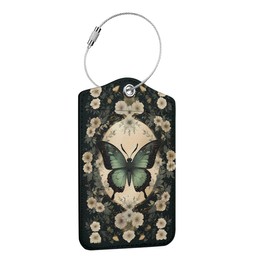 Floral Butterfly Luggage Tag, Suitcase Tags with Privacy Flap and Metal Loop, Gothic Luggage Tags for Suitcases, Identifiers Travel Essentials Bag Tag, Travel Gifts for Women Girls Friends