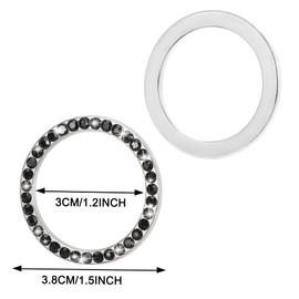 WINKA Car Engine Start Stop Button Cover Bling Accessories for Car 2pcs Ignition Ring Caps Keyless Push Start Button Ring Cap Interior Decoration Rhinestone Diamond Universal for Car (Black)