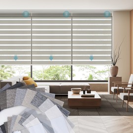 SmartWings Motorized Zebra Shades Work with HomeKit, Alexa, Google Home, 90% Blackout Light Filtering Day Night Sheer Blinds, Privacy Light Control, for Home/Office, Customized, Multi Color Samples