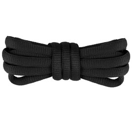 [Elerevyo] Round Laces Round Shoelaces Durable Oval Shoelaces for Sports Running Boots Half Round Athletic Shoelaces 2 Pairs, Black