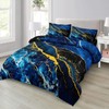 MOVE OVER Blue Gold Marble Comforter Set King Size, Luxury