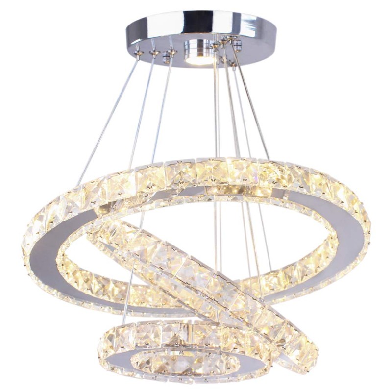 diisunbihuo LED Chandeliers Modern Crystal 3 Rings Ceiling Lighting Fixture