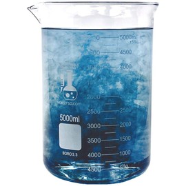 5000ml Beaker, Low Form Griffin, Borosilicate 3.3 Glass, Double Scale, Graduated, Karter Scientific 213D22 (Single)