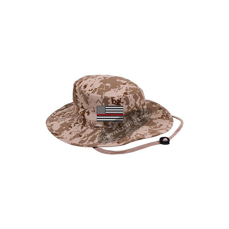 Embroidered Thin Red Line Subdued American Flag Boonie Adjustable Hat