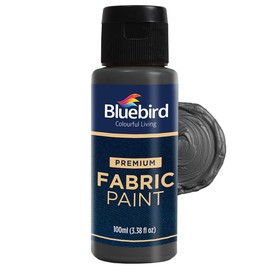 BLUEBIRD Fabric Paint, Charcoal Gray, 3.4 Fl Oz, Permanent Fabric Paints for Clothes, Furniture Upholstery