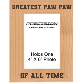 Grandpa Gift Greatest Paw Paw of All Time Engraved Natural Wood Picture Frame Fathers Day