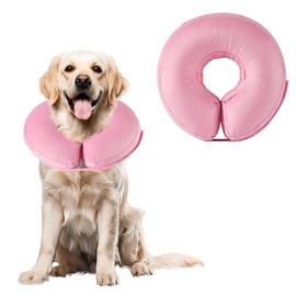 Inflatable Dog Collar, Adjustable Dog Collar, Leak Protection, Protective Collar, Dog Collar, Soft Collar, Dogs That Does Not Block Vision, for Recovery After Surgery or Wounds, Pink, S