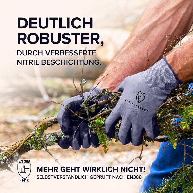 WOLFSFELLER Premium Work Gloves Men's Size 10, 5 Pairs Robust