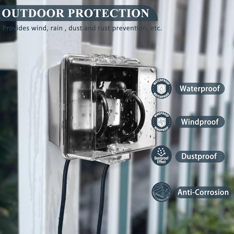 PILISPARK 2-Gang Baby Safety Dual Outlet Cover Box - Fit