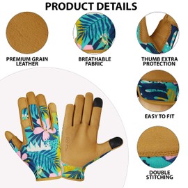 Escort Tools Ladies Leather Gardening Work Gloves Thorn Proof, Touch Screen, Multipurpose, Breathable High Dexterity Mechanic Heavy Duty Safety working Gloves For Women and Men (Short Cuff, M)