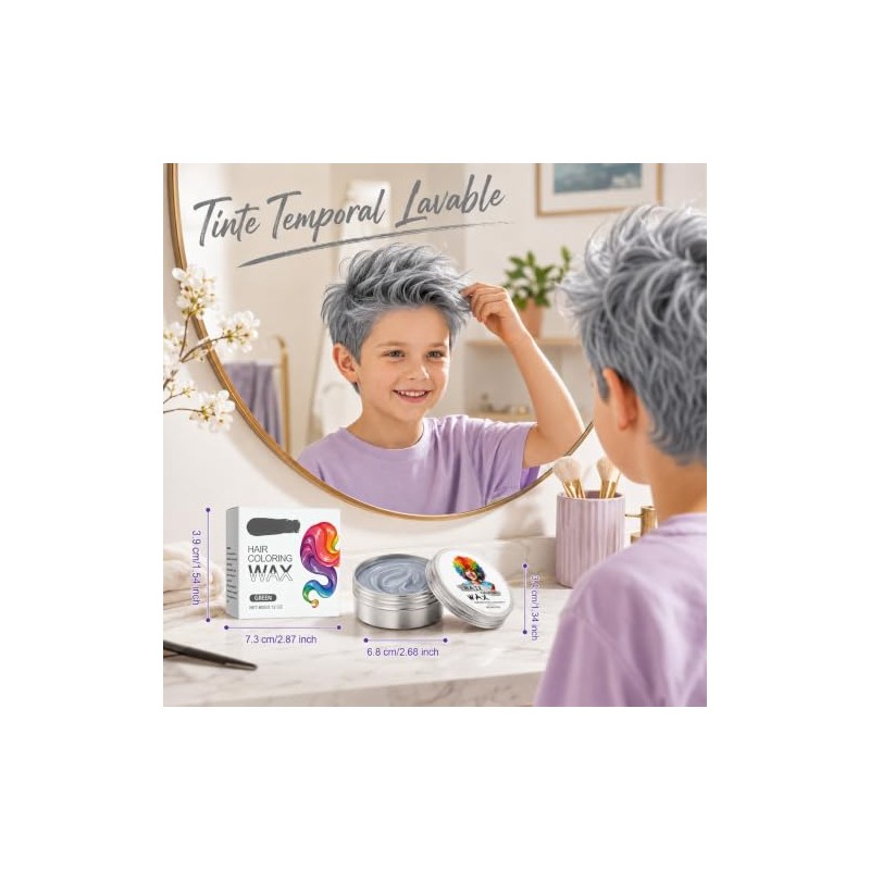Cera Para Pintar Cabello, Tinte Temporal Para Cabello (Gris)