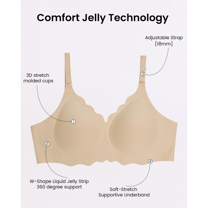 UHICOZY Seamless Bras Wireless No Show Comfort Full Coverage Push