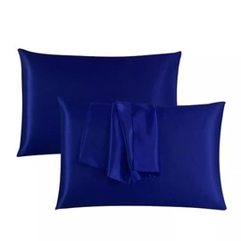 JRI Silk Satin Pillow Cases 2 Pack NAVY-BLUE,Silky Pillowcases Soft and Cozy Standard Pillow Covers Dyed in Trendy Colors-Size (50 x 75 cm)