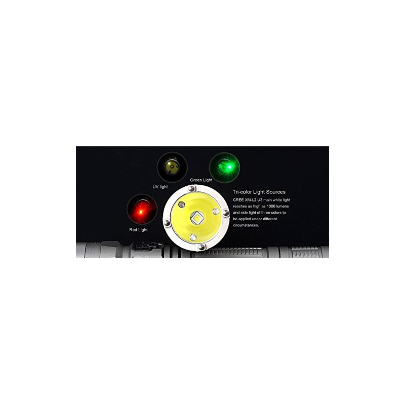 Sunwayman T20CC XM-L2 Magnetic Control Slider Rechargeable Tri-color Flashlight -1000