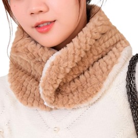 fortulux Neck Warmer, Women's, Men's, Open Front, Button Front, Easy to Put on and Take Off, Won't Fall Out of Your Hairstyle, Fluffy, Lightweight, Double Layered Construction, Unisex, Beige (Atype