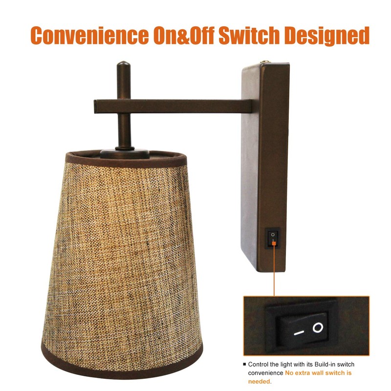 Facon 12V LED RV Wall Sconce with Round Fabric Shape