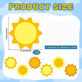 60 Pcs Summer Sun Bulletin Board Decoration Sun Paper Cutouts Sunshine Classroom Decor for Boy Girl Students DIY Craft Kindergarten Classroom Wall Door Decor Summer Party Favor Supplies