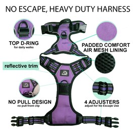 Funny Fur Grace - Purple Adjustable Heavy Duty Escape-Proof Harness, No Pull Design - Ideal for Small Dogs - S Size #funnyfurgrace (Small)