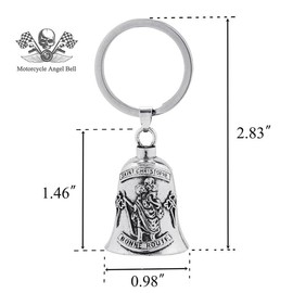 Motorcycle Bells for Bikers Guardian Angel Gremlin Bells for Good Luck & Protection Automotive Interior Accessories Keychain for Men Riders(Saint Christopher)