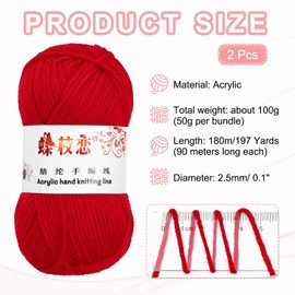 sourcing map 2PCS Crocheting Yarn,Pale Red 4 Ply Acrylic Yarn 100g Sport Weight Yarns Bulk Soft and Fluffy Yarns for Knitting DIY Crochet Handicraft Blankets Gift,197 Yards