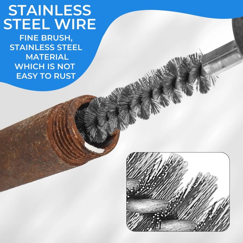 8 Pcs Metal Bore Wire Drill Brush Wire Brush Set