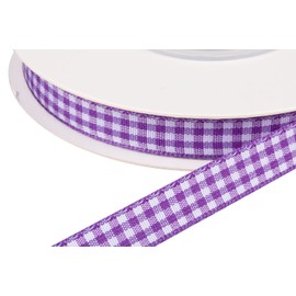 Ribbonitlux Gingham Ribbon, 3/8 Inch 25 Yd, Plaid Checkered Ribbon With Woven Edge, For DIY Crafts, Flower Bouquet Wrapping Home Decoration (Purple)