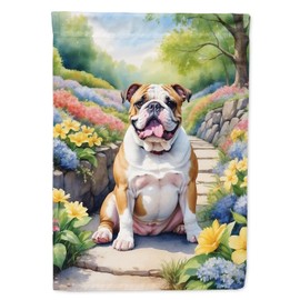 Caroline's Treasures DAC6622GF English Bulldog Spring Path Garden Flag Mailbox Flag Decorative Yard Flag Banner Outside Patio Artwork Yard Flower Beds, Garden Size, Multicolor
