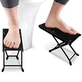 One Pair Foldable Toilet Stool -Enhances Squatting Posture and Comfort-|Multi-Function Foldable4-9 Height Squatting Toilet Step Stool | Portable Step for Home Bathroom (Black)