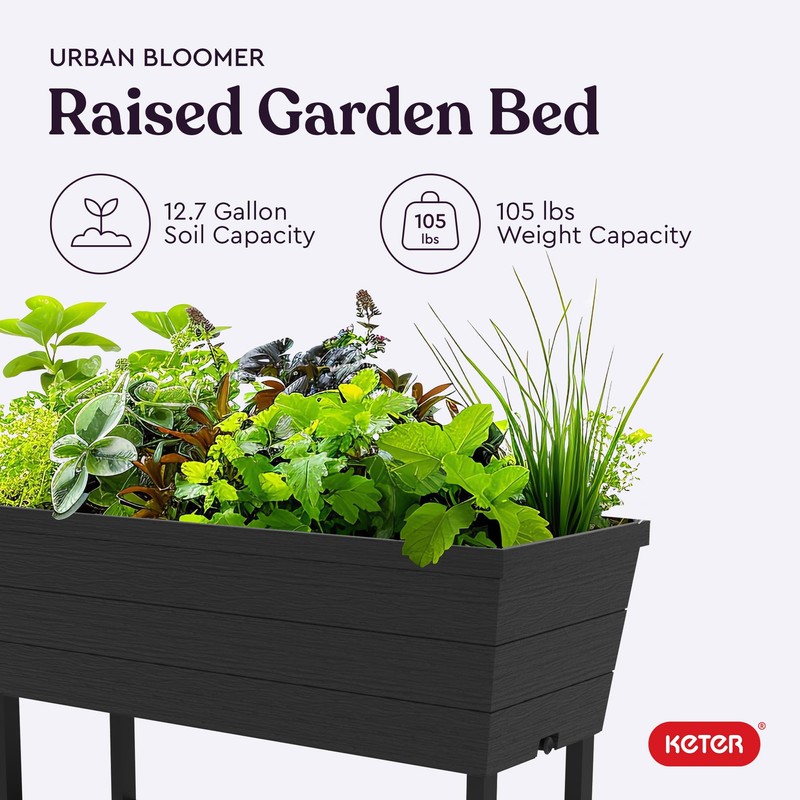 Keter Urban Bloomer 12.7 Gallon Raised Garden Bed and Outdoor