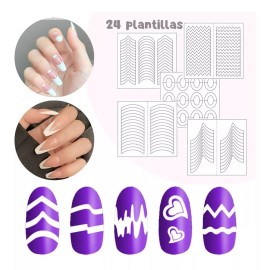 Universo en Linea Plantillas Adhesivas Diseño Uñas Esmalte/ Gel/ Acrílico 24pz