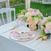 ACMLIFE Bone China Dinnerware Sets for 4, 12-Piece Pink Dinnerware