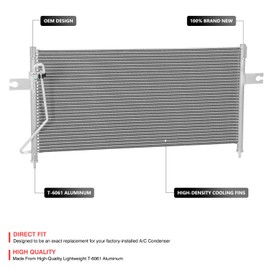 DNA MOTORING Aluminum Air Conditioning A/C Condenser Compatible with Nissan Frontier 1998-2002 / Xterra 2000-2002, NI3030106, OEM-CDS-4978