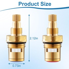 2 Pack Brass KSRPL3200HC & Brass KSRPL3200CC Ceramic Disc Cartridge, Compatible With CC Basin Faucet, Cold & Hot Faucet Cartridge, for Bathroom and Kitchen Faucet, 2-1/8" Length