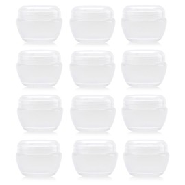 20ML Clear Empty Refillable Plastic Travel Packing Sample Cosmetic Makeup Cream Lotion Bottles Containers Pot Jars Holder with Internal Leak Proof Lid Transparent (12 Pcs) (20ml)
