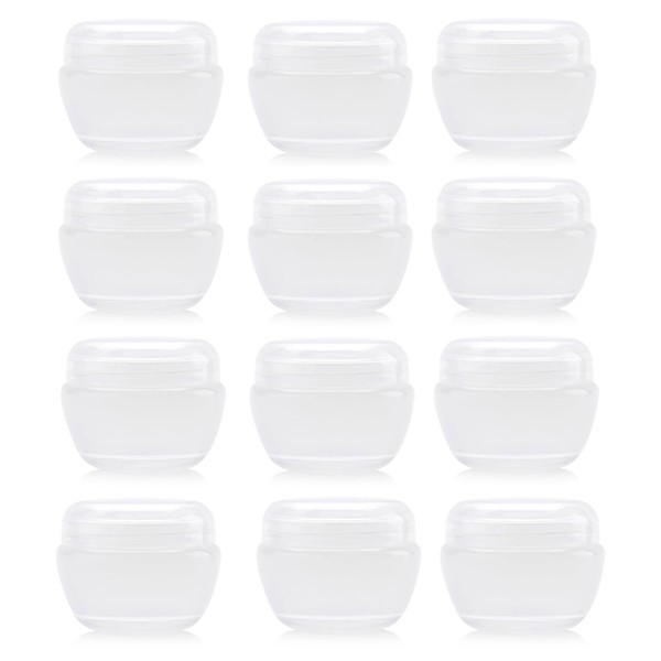 20ML Clear Empty Refillable Plastic Travel Packing Sample Cosmetic Makeup Cream Lotion Bottles Containers Pot Jars Holder with Internal Leak Proof Lid Transparent (12 Pcs) (20ml)
