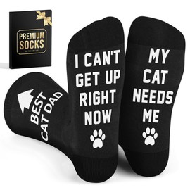 VICRAZY Funny Socks for Men - Ideal Cat Dad Gifts and Fathers Day Presents, Comical Black Cat Lovers, Unique gifts for Mom and Dad, Perfect Christmas Gifts, Warm and Humorous