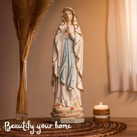 Rio Rain Blessed Virgin Mary Statue Catholic 11.5 Inchs - Our Lady of Lourdes Statue - Blessed Mother Statues - Virgen de Guadalupe Statues - Religious Gift - Catholic Home Decor