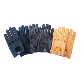 Prime Sports Men's Genuine Nappa Soft Leather Driving Gloves (Large, Brown)