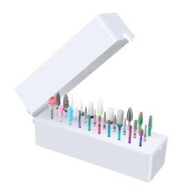Nail Drill Bits Holder: 30 Hole Dustproof Portable Storage Case for Professional Manicure Tech, Salon Organizer Box with Acrylic cover (drill bits not included)