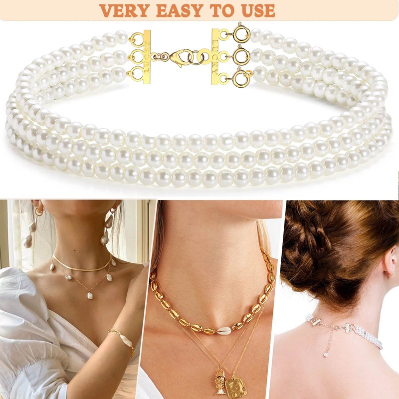 Lucky Necklace Layering Clasp 18K Gold and Silver Multi Strand