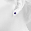 AoneJewelry 7x5mm Oval Shape Natural Amethyst Stud Earrings For Womens