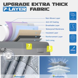 Fiberglass Travel Trailer Cover Fits 8' - 10' Trailers, Anti-Tear 7 Layer Top Camper RV Cover, Superior RV Covers with Windproof Strap, Adhesive Repair Patches