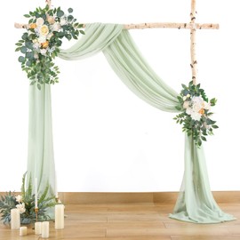 Wedding Arch Draping Fabric,1 Panel 18FT Sage Green Wedding Arch Drapes Chiffon Fabric Drapery Wedding Arch Decorations for Ceremony Reception Party Ceiling Backdrop