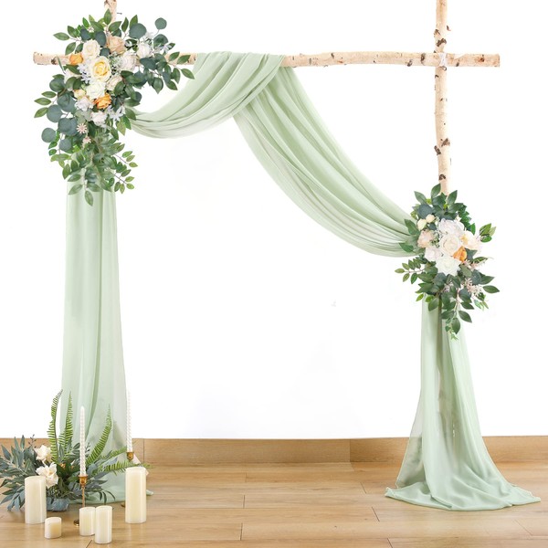 Wedding Arch Draping Fabric,1 Panel 18FT Sage Green Wedding Arch