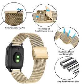 Issinlky Metal band for Garmin Venu Sq/Venu 2 Plus/Vivoactive 5/Vivoactive 3, 20mm Stainless Steel band for Garmin Venu/Vivomove HR/Vivoactive 3 Music/Vivomove 3/Forerunner 55 245 645