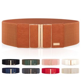 Women's Wide Belts Stretchy Elastic Waist Belt Waistband With Metal Buckle Belts