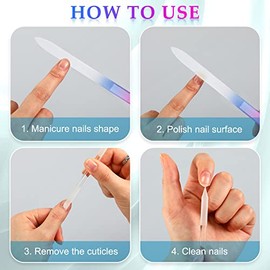 El juego de 6 limas de uñas de cristal y brillo de uñas incluye 2 limas de uñas de cristal de manicura, pedicura, 1 recortador de cutículas, 2 limas d